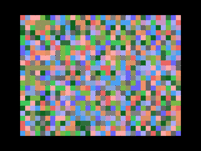 A screen filled with a grid of checkered cells in many different two-color combinations.